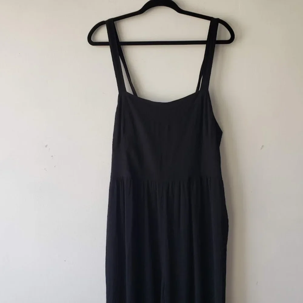 Madewell Smocked Crop Black Jumpsuit - Picture 3 of 8